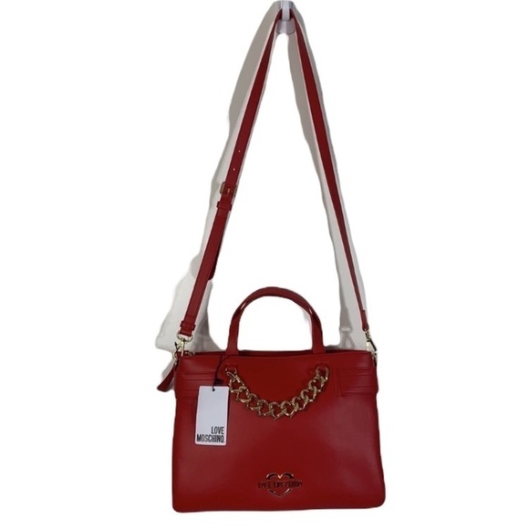 - NWT Red Love Moschino Borsa Pu Rosso Heart Purse Handbag Satchel - Picture 5 of 13